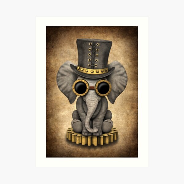 Steampunk Baby Elephant Art Print