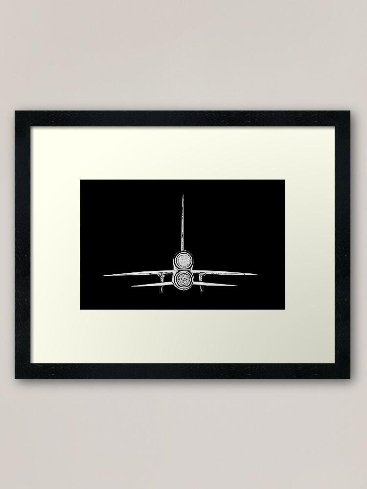 English Electric Lightning jet fighter aircraft rear view monochrome Framed  Art Print for Sale by soitwouldseem