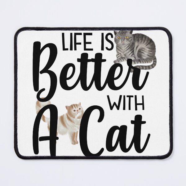 Item preview, "Life Is Better With A Cat"  Adorable Cat Breeds Tabby Persian Ginger  cute quote cat mat  gift for cat lovers gift for cat owners  designed and sold by GhostAmine.