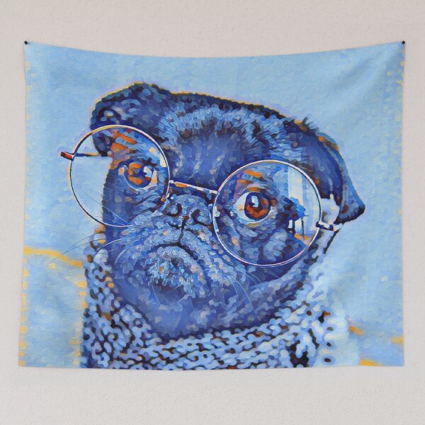 Item preview, Winter Teacher Glasses Pop Art Portrait Puppy Pug Life Art designed and sold by TheWildFlix.