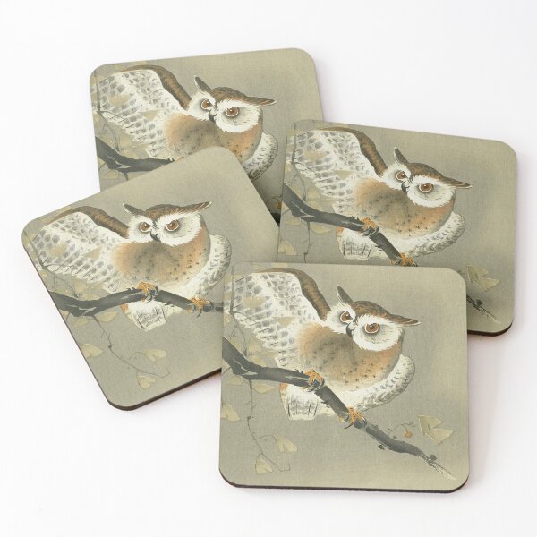 Item preview, Long-eared owl in ginkgo by Ohara Koson designed and sold by see-the-fox.