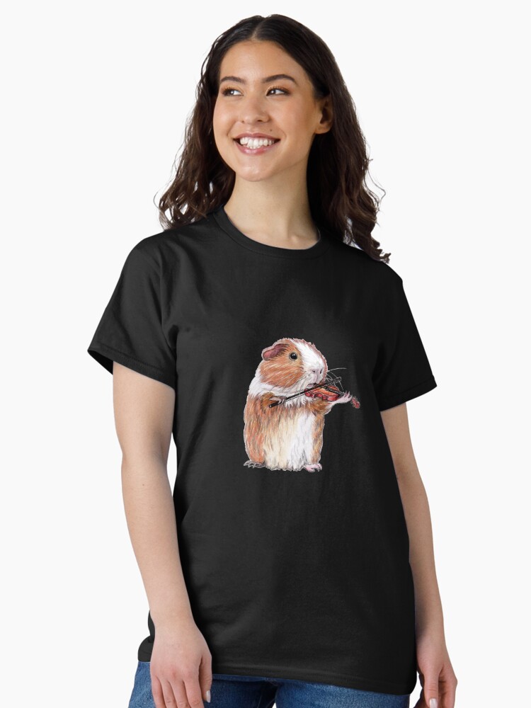 Thumbnail 2 of 7, Classic T-Shirt, Guinea pig violin player designed and sold by KateMakStudio.