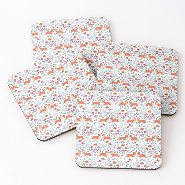 Jubilee Corgis and Swans Coasters (Set of 4)