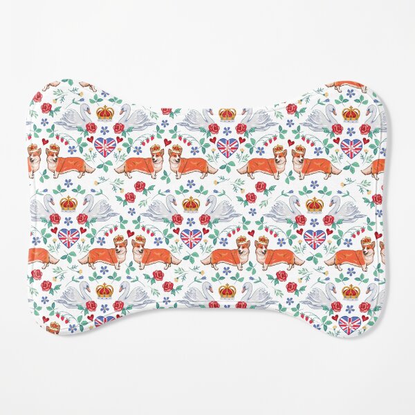 Jubilee Corgis and Swans Dog Mat