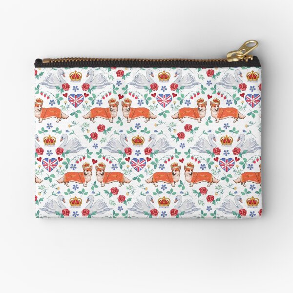 Jubilee Corgis and Swans Zipper Pouch