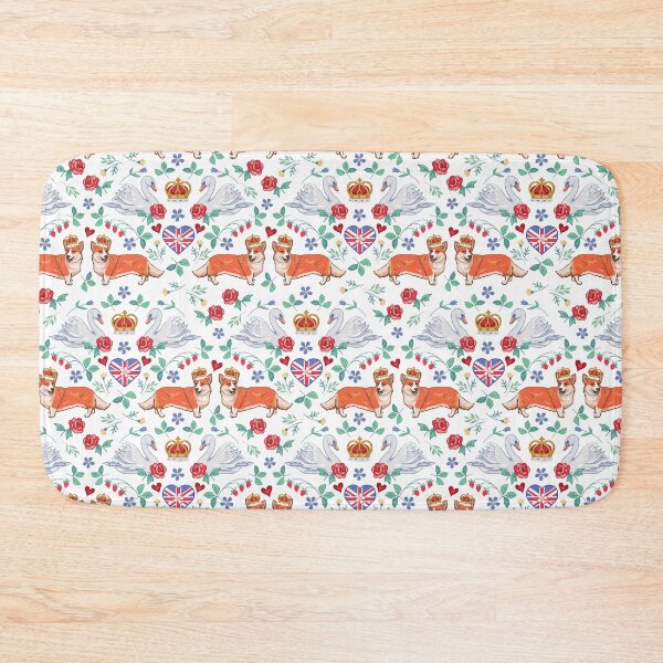 Jubilee Corgis and Swans Bath Mat