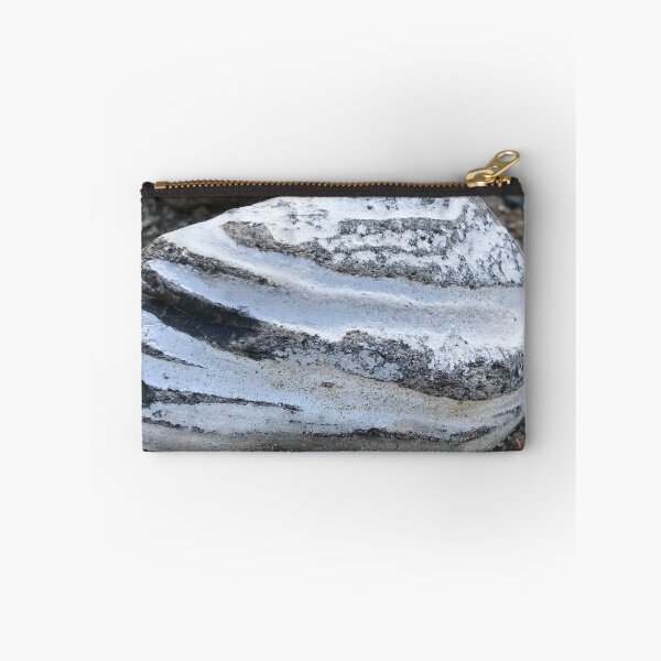 Item preview, Close-up of beautiful layered triangular stone rock in white and grey stripes  designed and sold by Khala.