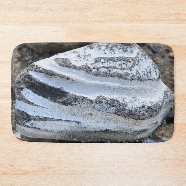 Item preview, Close-up of beautiful layered triangular stone rock in white and grey stripes  designed and sold by Khala.