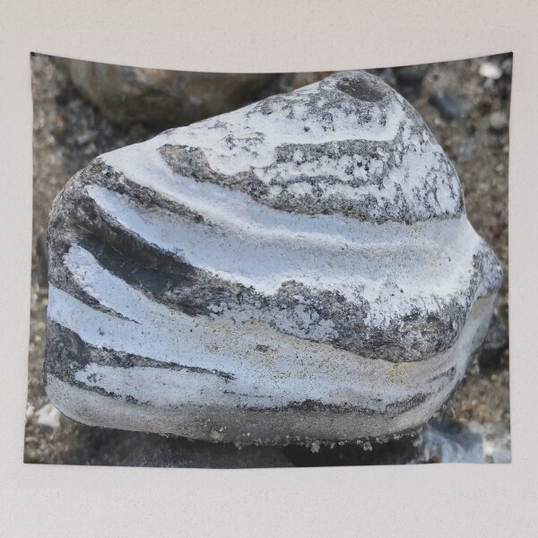 Item preview, Close-up of beautiful layered triangular stone rock in white and grey stripes  designed and sold by Khala.