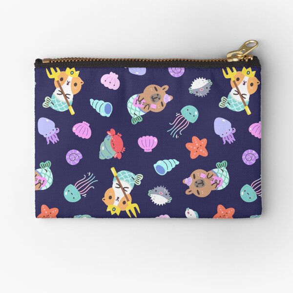 Bubu and Moonch, Capybara and Guinea pig Meraid Under the Sea Pattern Zipper Pouch
