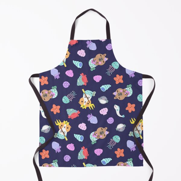 Bubu and Moonch, Capybara and Guinea pig Meraid Under the Sea Pattern  Apron