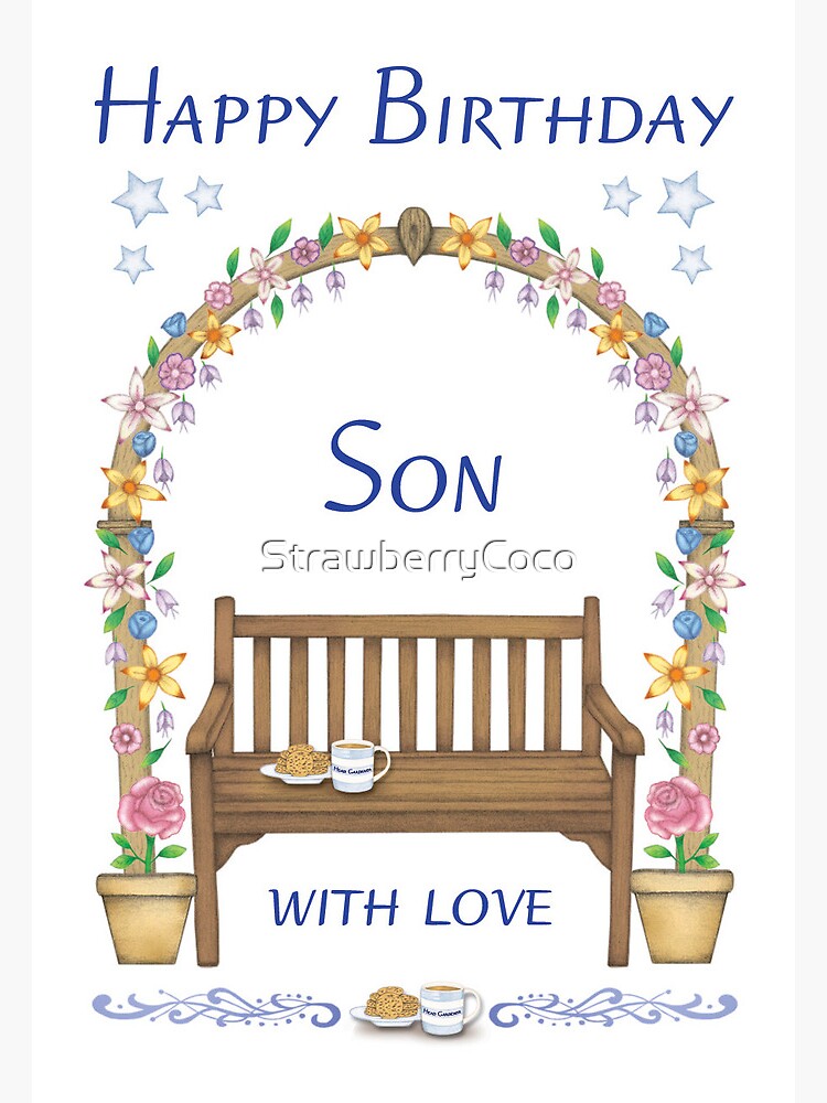 Son Happy Birthday Card - Tea and Biscuits son-happy-birthday-card-tea-and-biscuits-greeting-card-for-sale-by-strawberrycoco-redbubble