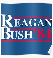 Reagan Bush '84 Retro Logo Red White Blue Election Ronald George 1984 84 Campaign T Shirt Hoodie Sticker Retro 80s 1980s Throwback Poster
