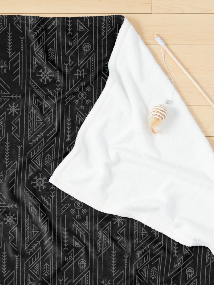 Alternate view of Vikings Runes Scandinavian Nordic Futhark Pattern Black and Grey Pet Blanket