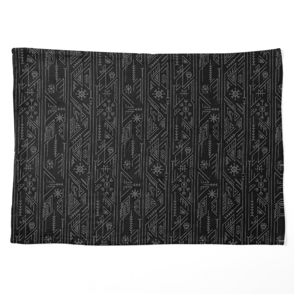 Vikings Runes Scandinavian Nordic Futhark Pattern Black and Grey Pet Blanket