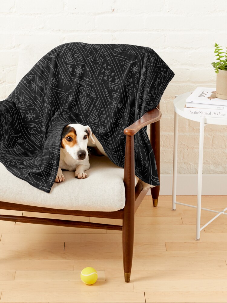 Alternate view of Vikings Runes Scandinavian Nordic Futhark Pattern Black and Grey Pet Blanket