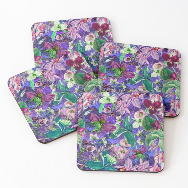 Item preview, Exotic dreamy floral heaven, botanical illustration, flowers pattern, blue purple floral designed and sold by ZeinabTaha.