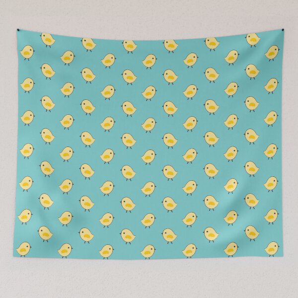 Item preview, Busy Chicks Pattern - Yellow on Aqua Blue designed and sold by Daisy Beatrice.