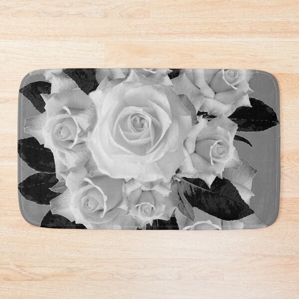 Item preview, WHITE ROSE BOUQUET BLACK WHITE GARDEN GREY ART  designed and sold by sharlesart.