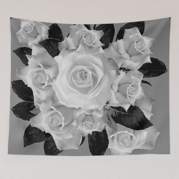 Item preview, WHITE ROSE BOUQUET BLACK WHITE GARDEN GREY ART  designed and sold by sharlesart.