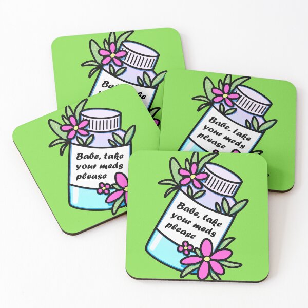 Item preview, Medicine bottle with reminder and dark pink flowers designed and sold by feannaart.