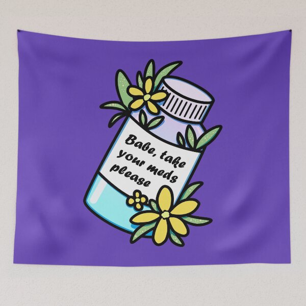 Item preview, Medicine bottle with reminder and yellow flowers designed and sold by feannaart.