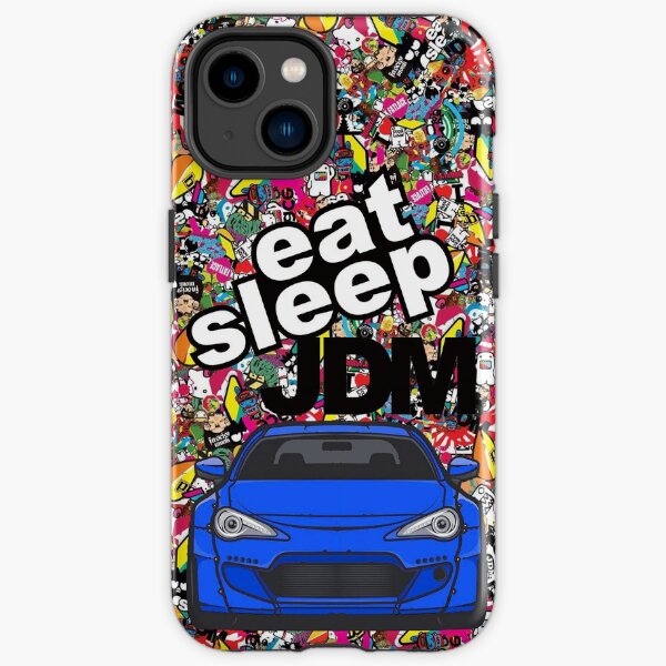 Eat Sleep JDM GT86 In Blue Sticker Bomb Funda resistente para iPhone