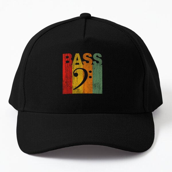 Vintage Bass Clef Bass Guitar Funny Guitar Player Gift Baseball Hats for Men  Black Trucker Hat Fishing Hat Dad Hat 