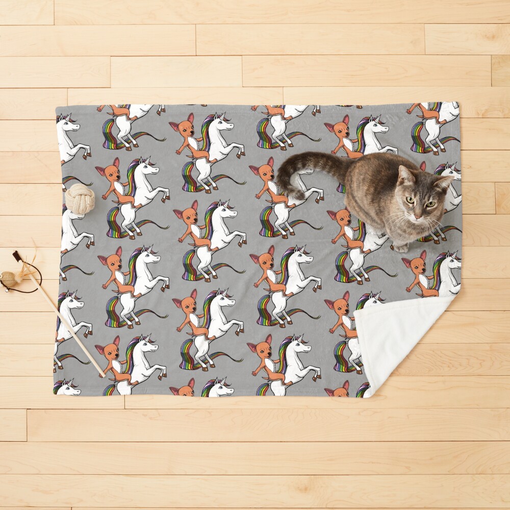 Chihuahua Dog Riding Unicorn Pet Blanket