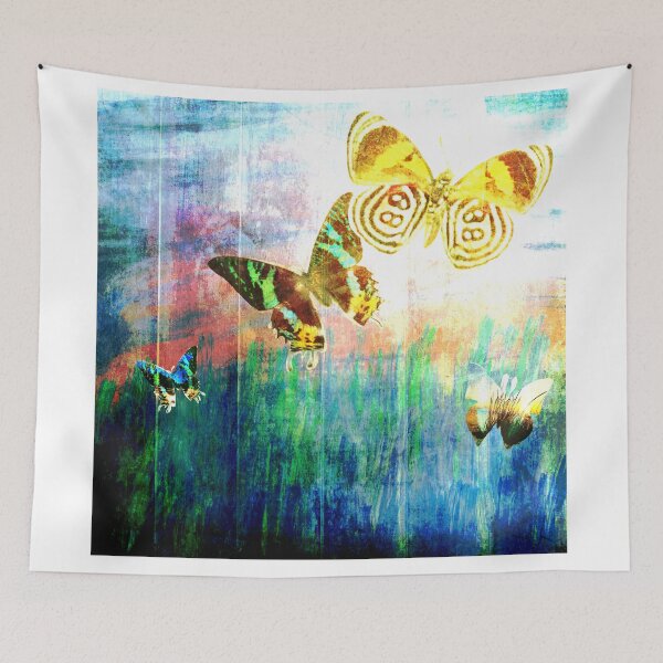 Item preview, Butterflies on Wooden Fence - Blue Tones designed and sold by Kelly Lees.