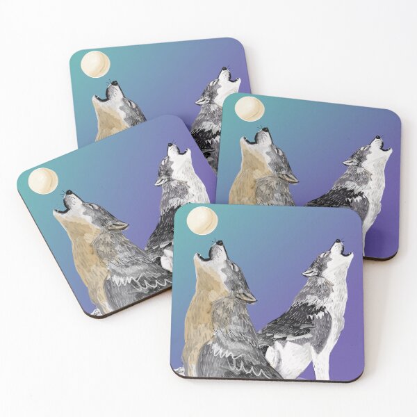 Item preview, Pair of Wolves howling to the moon designed and sold by belettelepink.