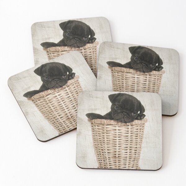 Item preview, Cute Pug in Basket designed and sold by HappyLifeCreate.
