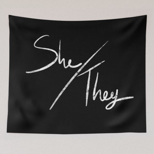 Item preview, She/They (white) designed and sold by Alex Tal.
