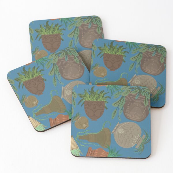 Item preview, Potted plants on blue designed and sold by Aisling Tierney.