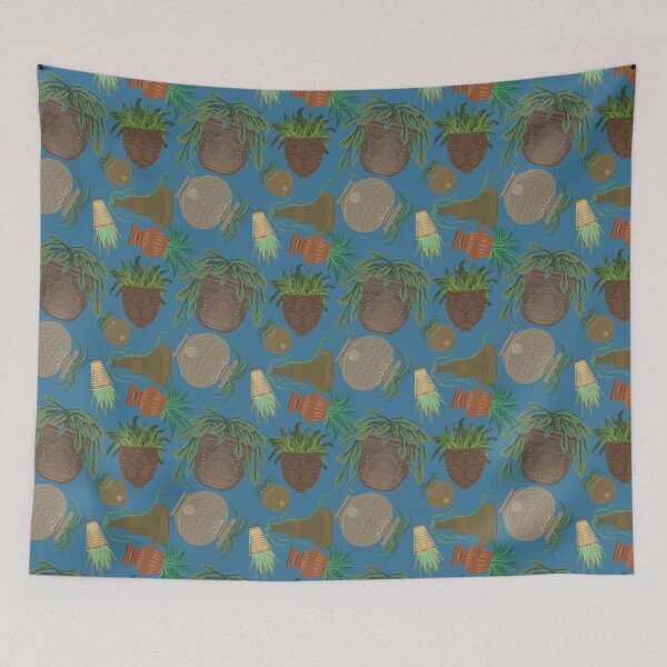 Item preview, Potted plants on blue designed and sold by Aisling Tierney.