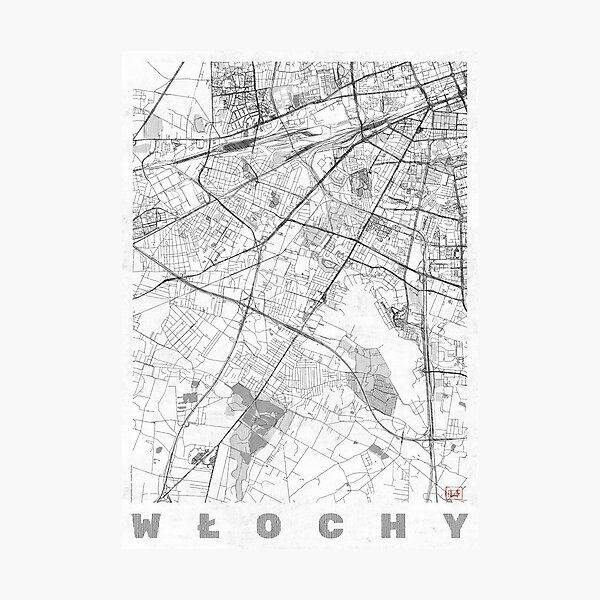Item preview, Włochy Warszawa Map Line designed and sold by HubertRoguski.