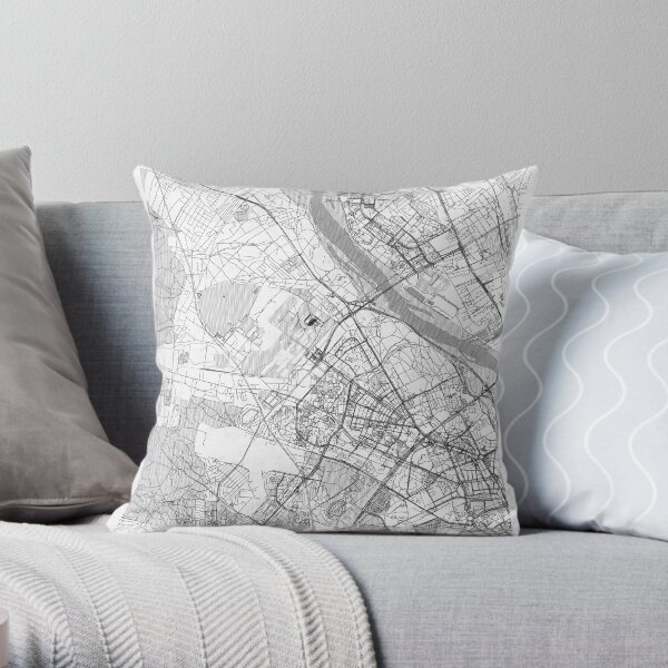 Bielany Warszawa Map Line Throw Pillow