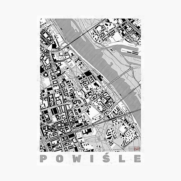 Item preview, Powiśle Warszawa Map Line designed and sold by HubertRoguski.