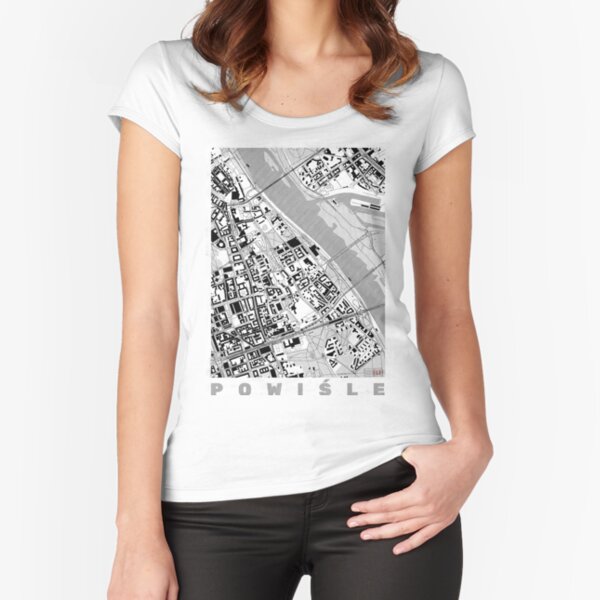 Powiśle Warszawa Map Line Fitted Scoop T-Shirt