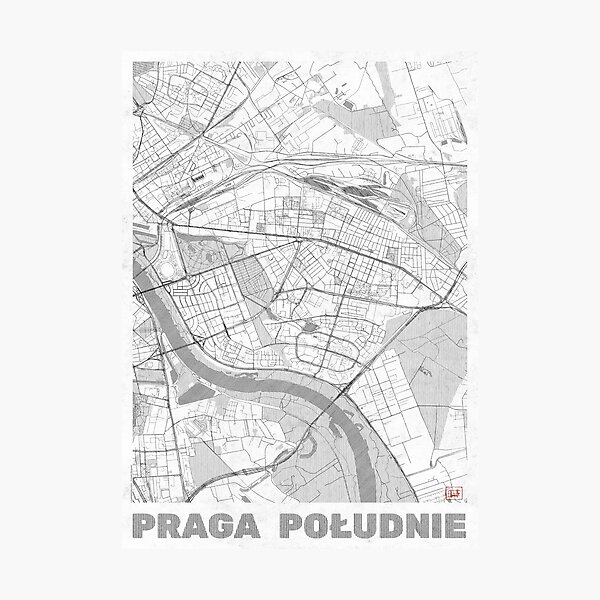 Item preview, Praga Południe Warszawa Map Line designed and sold by HubertRoguski.