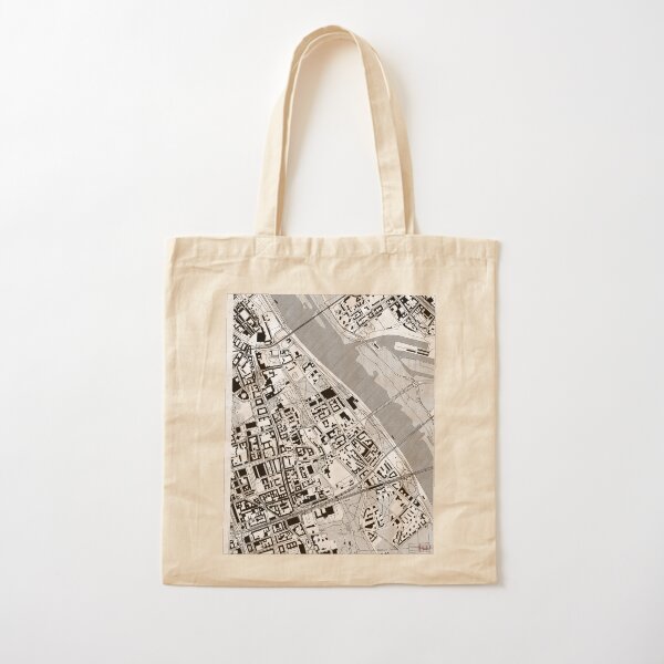 Powiśle Warszawa Map Line Cotton Tote Bag