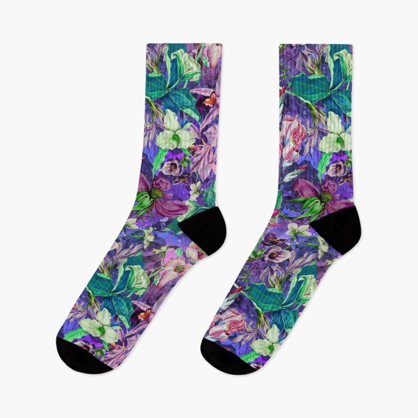 Item preview, Exotic dreamy floral heaven, botanical illustration, flowers pattern, blue purple floral designed and sold by ZeinabTaha.