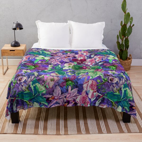 Item preview, Exotic dreamy floral heaven, botanical illustration, flowers pattern, blue purple floral designed and sold by ZeinabTaha.