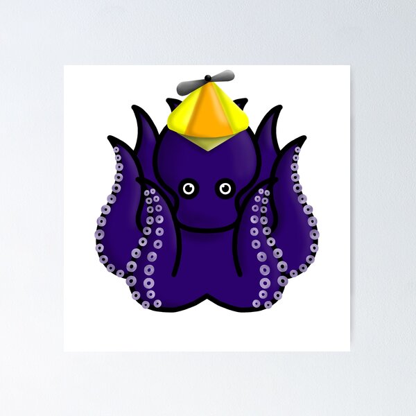 Item preview, purple octopus with propeller hat designed and sold by octo-PS.