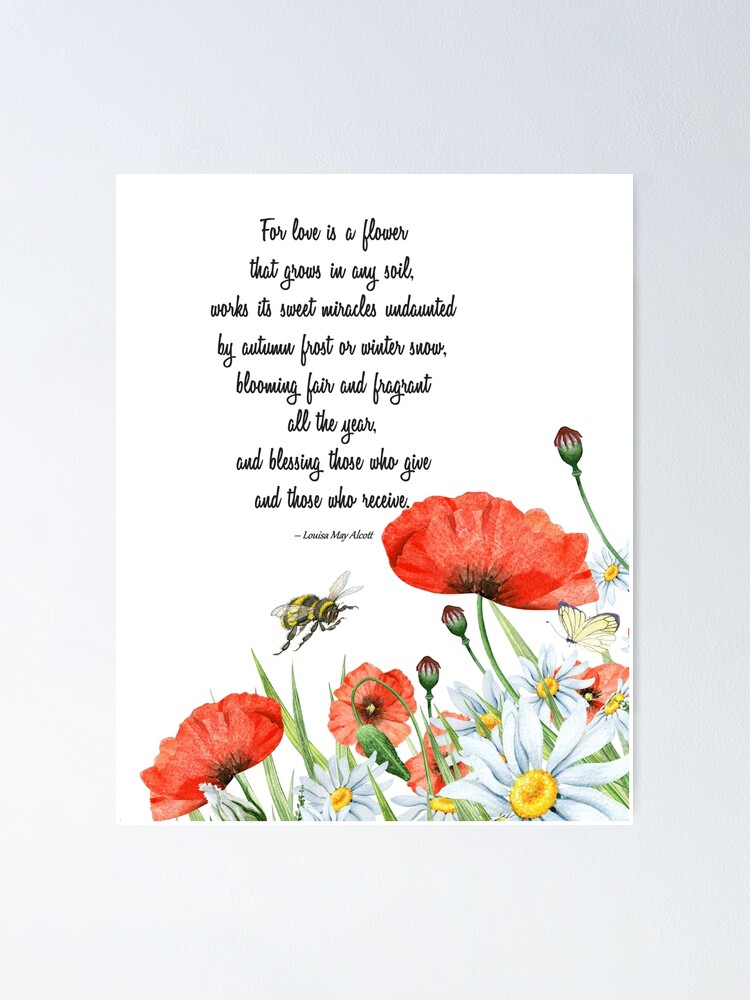 Poster L Amour Est Une Citation De Fleur Par Designsbyangela Redbubble