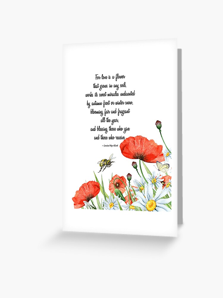 Carte De Vœux L Amour Est Une Citation De Fleur Par Designsbyangela Redbubble