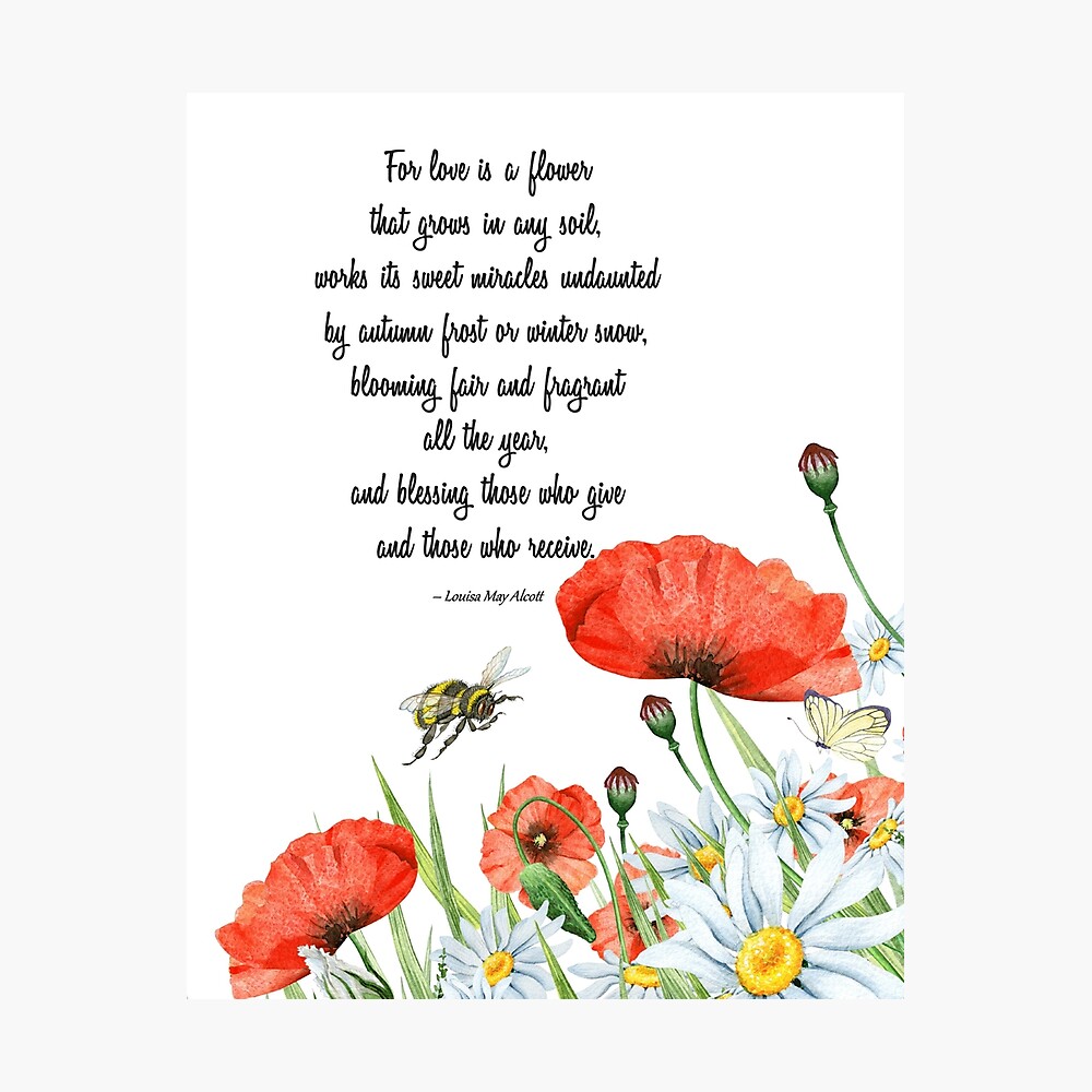 Poster L Amour Est Une Citation De Fleurs Par Designsbyangela Redbubble