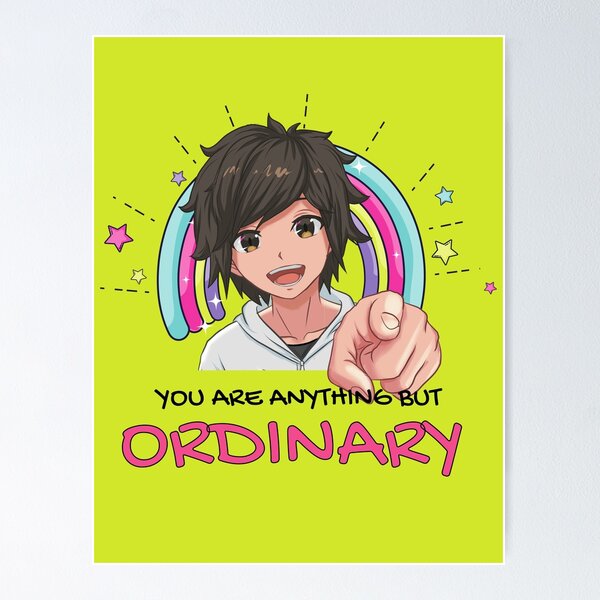 Item preview, Anime Boy Smiling | You are Anything but Ordinary | Inspirational Anime Text designed and sold by BBMarioni.