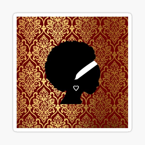 African American Woman on Red Damask Sticker