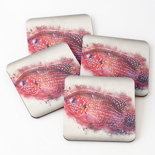 Artikelvorschau, Roter Fisch mit blauen Flecken bemalt - Design entworfen und verkauft von Mterry1202.